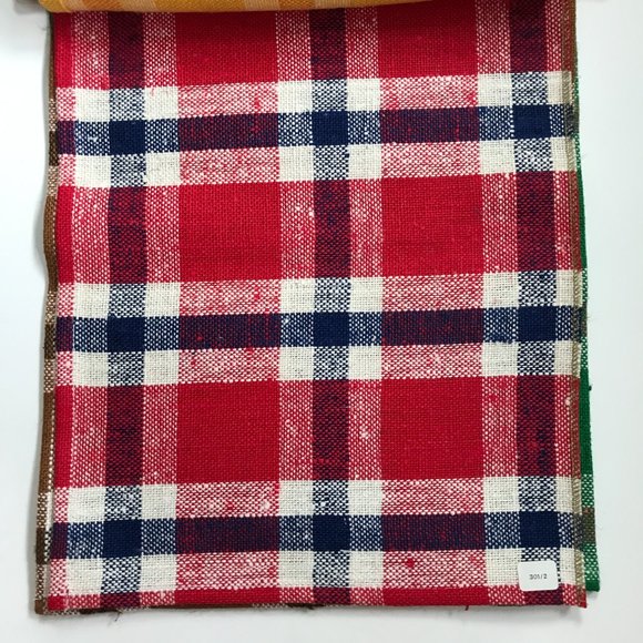 Mid-Century Tampella Finland Linen Plaid Checkered Swatches Set of 4 - Picture 2 of 7